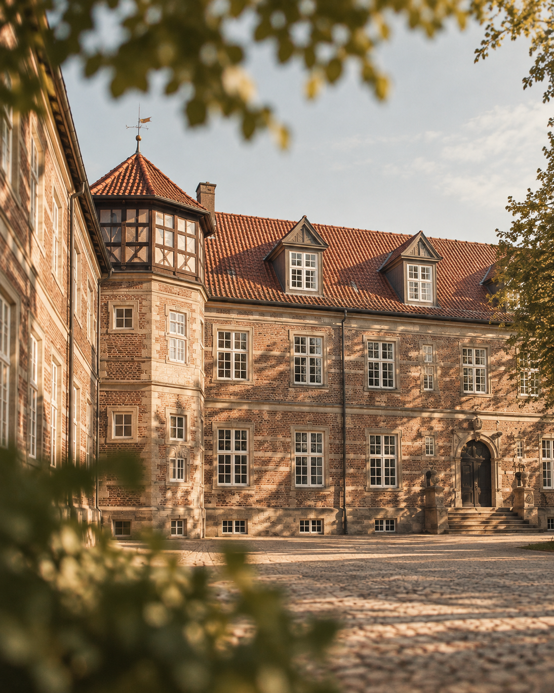 Historisches Standesamt mit Backsteinfassade und rotem Ziegeldach